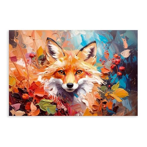 Poster toile renard grand format déco murale salon chambre