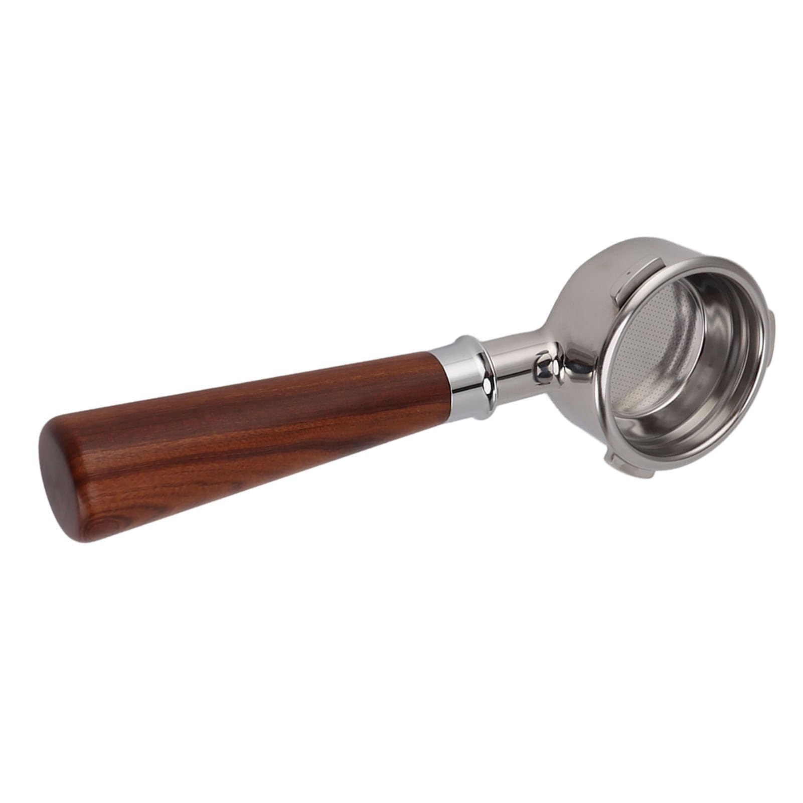 Pssopp Portafiltro sin Fondo de 58 mm, Diseño de 3 Orejas con Mango de Madera Maciza de Secoya para Máquinas de Café, Estilo A1