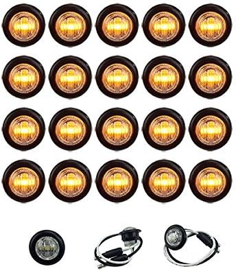 LONG HAUL 20 3/4" CLEAR/AMBER LED CLEARANCE MARKER BULLET MARKER LIGHTS W/CONNECTOR ENDS