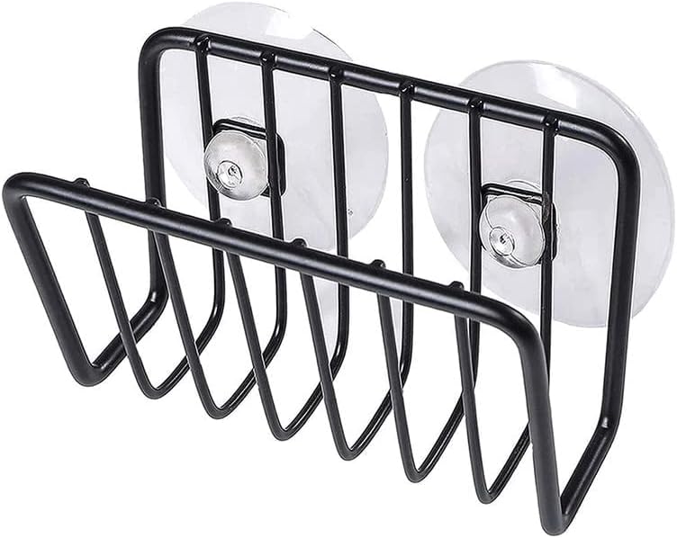 Toplife Kitchen Sink Suction Holder for Sponges, Scrubbers, Soap (Black)