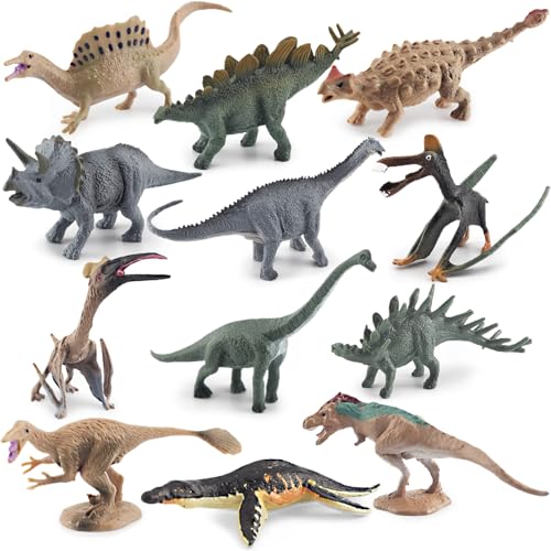 Mini Dinosaurios Juguetes para Niños, 12 Piezas Pequeños Figuras de Dinosaurios Miniaturas Realistas, Mini Dinosaurios de Plástico, Dinosaurio Juguete, Regalos de Cumpleaños para Niños y Niñas