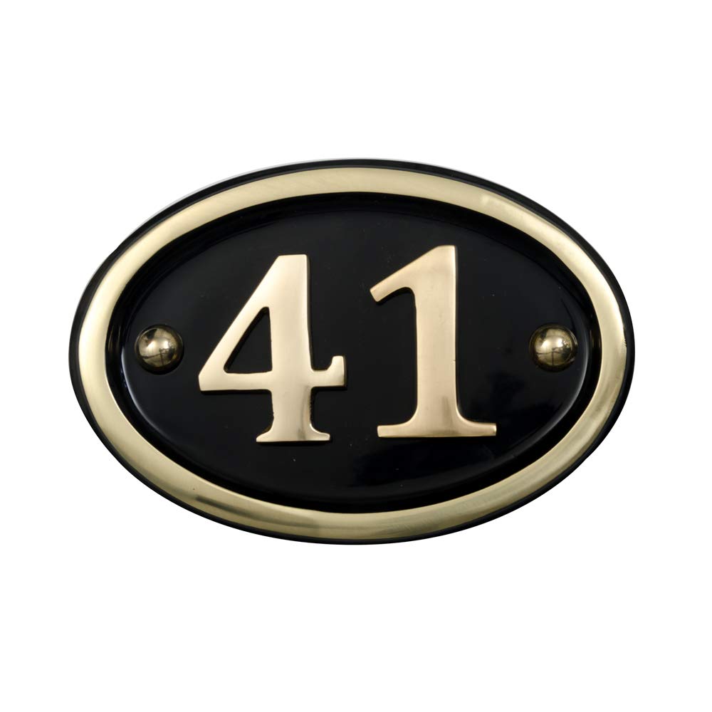 Signs & Numbers Brass Solid House Number Oval Design (No 41)