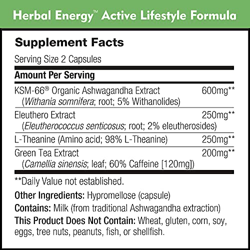 Dailynutra Herbal Energy - Sustained Energy & Focus Supplement With L-Theanine, Green Tea And Ashwagandha - Natural Caffeine Pills Without Jitters (90 Capsules) #TOP4