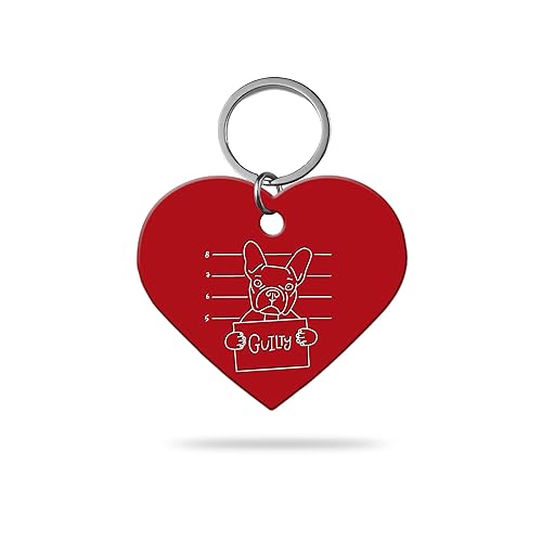 MACOS Engraved Personalised Heart Pet Tag for Dogs and Cats [Red]