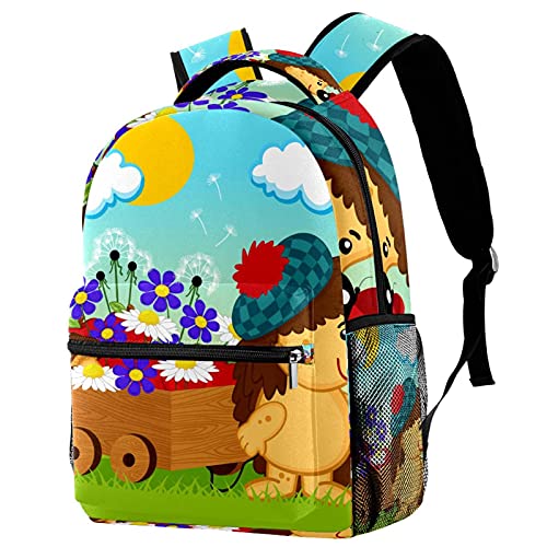 Sac à dos voyage motif hérisson et fleurs : Cadeau parfait enfants