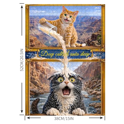 Puzzles para adultos 500 piezas, rompecabezas de ventana con gato - arte de manchas, rompecabezas de gato imposibles para personas mayores y familia, 20.47x14.96 pulgadas, póster 1:1, letras en el reverso miniatura 4