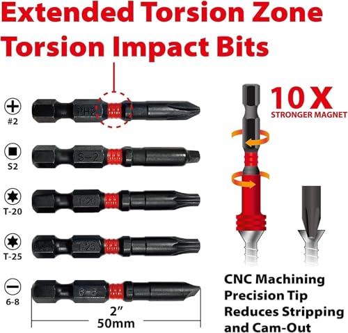 Juego de puntas de destornillador de vastago hexagonal Torin brocas de impacto 5 unidades 3