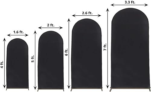 Vista 74 de Efavormart - Marco de fondo redondo de elastano de 7 pies, cubierta de arco de boda de 2 lados Blanco