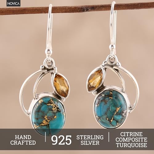 NOVICA Artisan Handmade Dangle Earrings Composite Silver Sterling Reconstituted Blue India Birthstone4