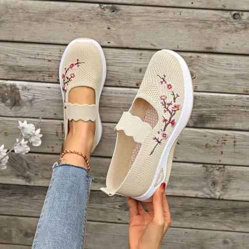Chaussures décontractées femmes beige 37 brodées légères