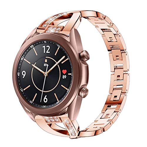 YOFUNTLE Compatible for Samsung Galaxy Watch 3 41mm/Active 2 Band,Women Jewelry Metal Bracelet Strap Wristband Replacement for Samsung Galaxy Watch 3 41mm/Active/Galaxy Watch 42mm(Dark Rose Gold)