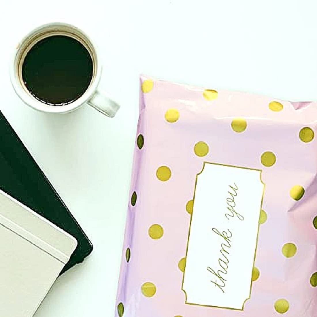 10X13 Inch Lavender Polka Dot - Thank You Poly Bag Mailer Envelope 60 Micron Plastic Courier & Shipping Bags - Self Seal, Tamper Proof Pouches (100) 4