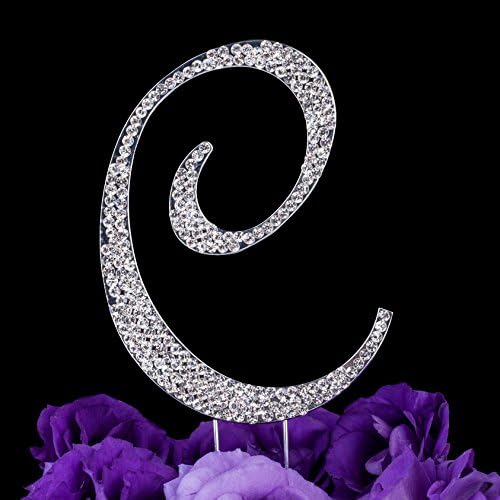 LOVENJOY Gift-Boxed Letter C Wedding Cake Topper Rhinestone Initial Cake Decorations, Wedding Gift Ideas for Bride Groom, 3.3" - 5