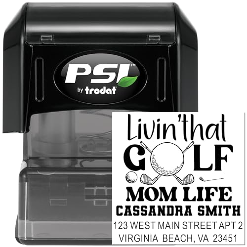 Image of Golf Mom Vibes, Mom Rubber Stamp, Classic 3 Line Customizable, for Enthusiasts, Gift Moms, Standard 1-5 /8 Square Wood Handle, Ideal Personalization and Unique Gifts
