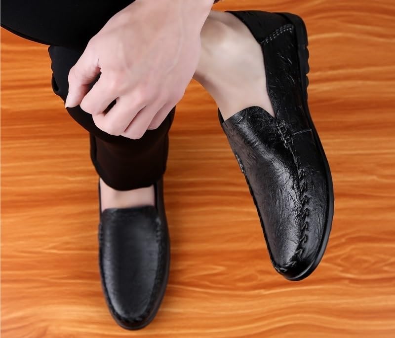 Men's Loafers Round Toe Solid Color Loafer Shoes Resistant Anti-Slip Flat Heel Outdoor Slip On4