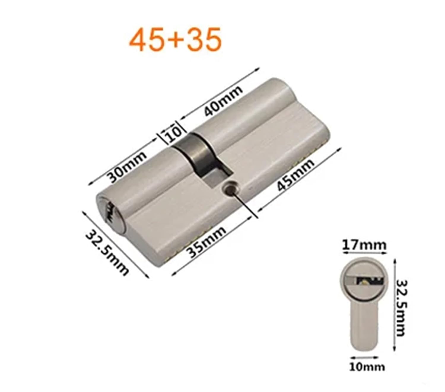 Brass Asymmetrical Lock Cylinder Double Side Open 5 Keys Core for Doors(80A)