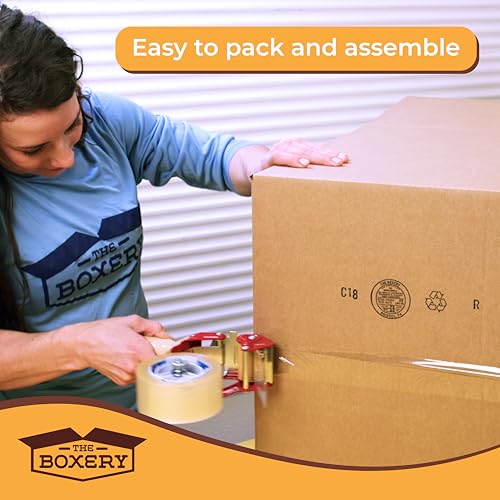 Image of The Boxery 12 inchx8 inchx8 inch Kraft Shipping Boxes (25-Pack) | Durable Corrugated Cardboard for Mailing, Packing & Moving - Eco-Friendly & Recyclable - Made in USA