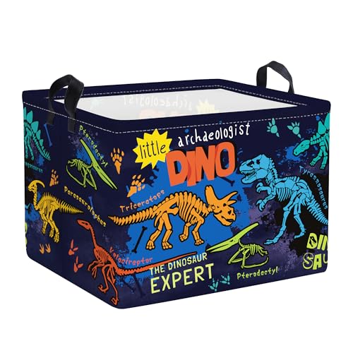Clastyle Dinosaurier Aufbewahrungskorb Palme Kleidung Wäschekorb Bad Aufbewahrungsbox für Eltern Organize Spielzeug Buch,Skelett,40x30x30 cm