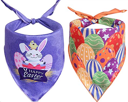Upaw 2 Pack Dog Easter Bandana - Triangle Bibs Pet Scarf for Small to Large Dogs and Cat