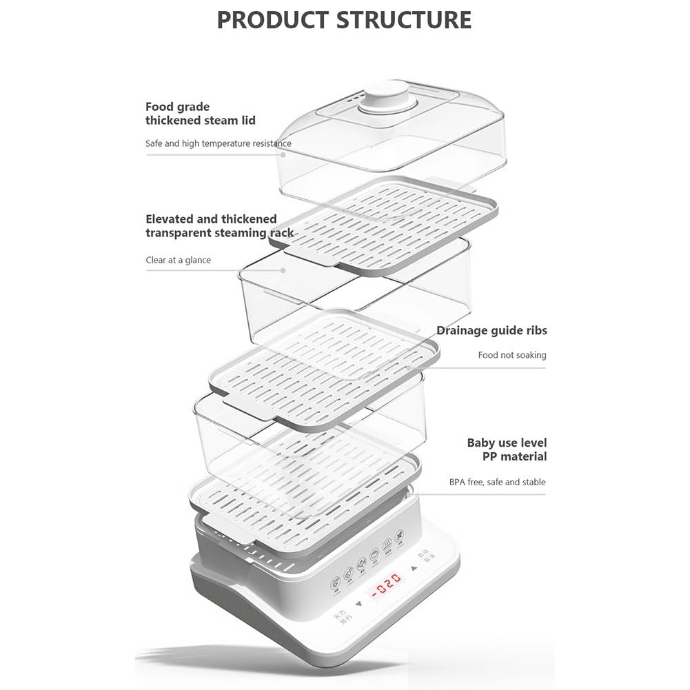 Vaporiera elettrica a 3 livelli, multifunzione con timer da 12 ore, funzione anti-secco, ideale per verdure, carne e pesce, capacità 18/34/40 l