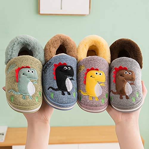Kids Toddler Slippers Boys Girls Cute Dinosaur House Slippers Memory Foam Comfy Bedroom Home Slippers Winter Warm Indoor House Home Shoes #TOP3