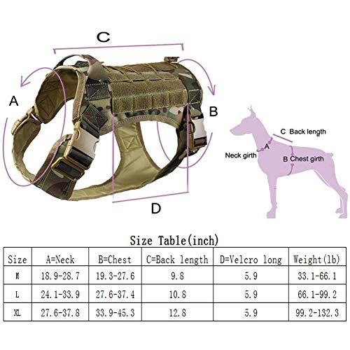 zuoxiangru Tactical Service Dog K9 Working Dog Vest Outdoor Training Hunting Water-Resistant Military Patrol Dog Harness with Handle (XL, Black) - Thumbnail 6
