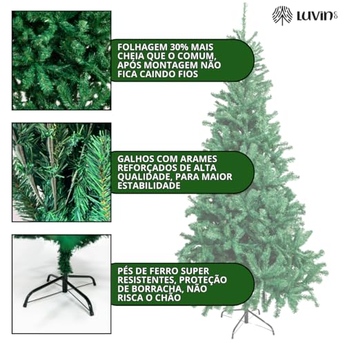 Árvore De Natal Pinheiro Grande Luxo Cheia Premium 1.80m 800 Galhos Verde Tradicional