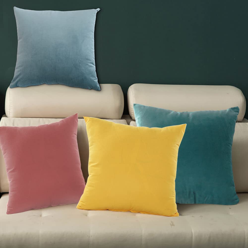 Gluckluz Throw Pillow Cover 45 X 45 cm Square Decorative Pillowcase Cushion Protector with Zipper for Couch Sofa Living Room Bedroom Car Home Decor（Set of 6, NO Insert）