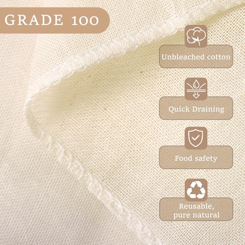 Image of Cheese Cloths, 3Pcs 36x36 Inch Grade 100 Precut Cheese Cloths for Straining, Cotton Unbleached, Reusable Muslin Cheesecloth for Straining, Making Yogurt, Cooking Turkey, Crafts - 9 Sq.Ft