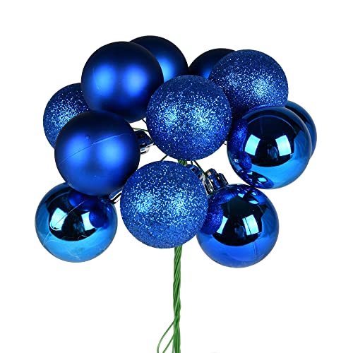 Vickerman 12" Blue Ball Ornament Christmas Pick. There are 4 Picks per Pack.