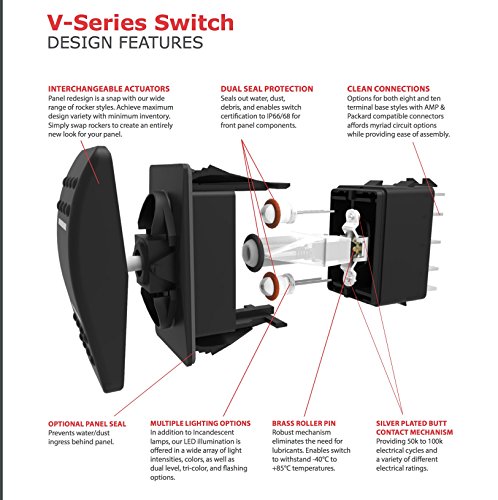 2X Carling Technologies (VLD1S00B-AZC00-000) Rocker Switches DP (ON) Off(ON) 20A 12V Sealed Non-il