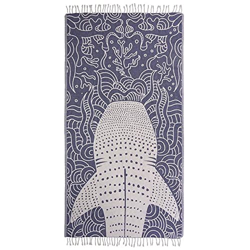 Sand Cloud Turkish Beach Towel - Sand Resistant - 100% Organic Turkish Cotton Yarn - Quick Dry Towel for Beach Picnic Blanket or Bath Towel - As Seen on Shark Tank - Marine Life (Whale Shark)