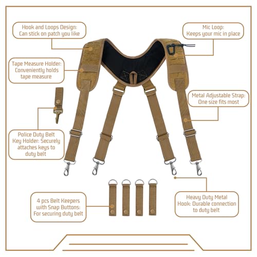 Image of MELOTOUGH Metal Hook Tactical Suspenders for Duty Military Belt Harness Police Suspenders Law Enforcement Belt