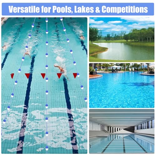 Tissting 5m Schwimmbecken Sicherheitstrennseil, Schwimmende Cordon Pool Sicherheitstrennwand mit Schwimmern und Haken zum Unterteilen von Gefährlichen Bereichen Oder Schwimmbahnen (11 Bälle)