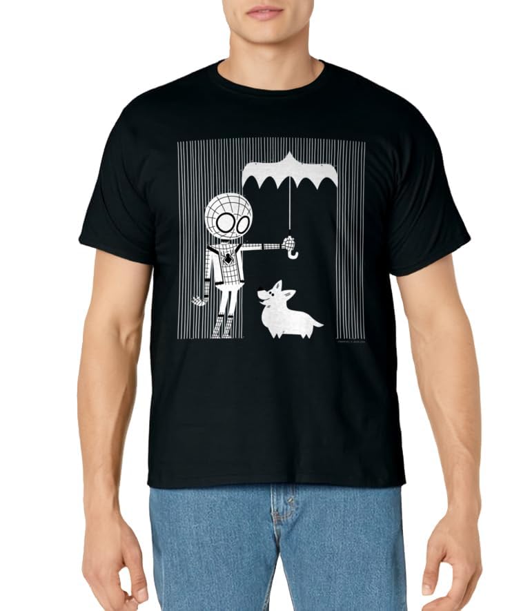 Marvel Spider-Man Far From Home Corgi In The Rain All White T-Shirt - image 2