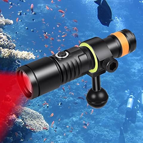 ORCATORCH D530V Red LED Dive Light 160 Lumen Scuba Diving Video Light 70 Degrees Wide Beam Angle, Underwater 150 Meters Diving Photography Light with Safety Lock Function and Battery Power Indicator Cover