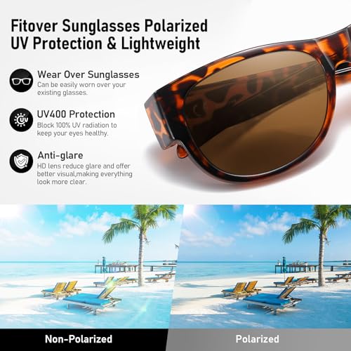 Image of HAOLOTA Sunglasses that Fit-Over Glasses Women Polarized, Trendy Cat Eye Sunglasses Wear Over Glasses, UV Protection