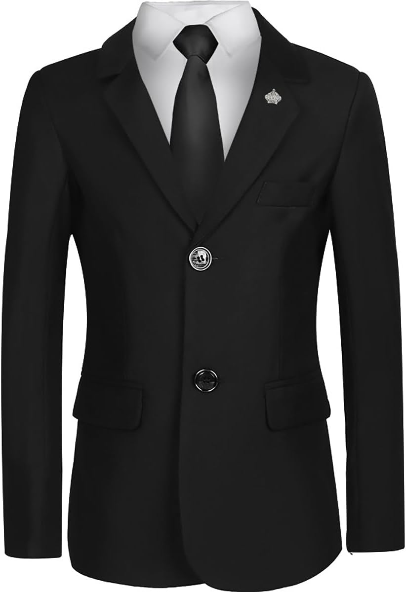 Boy's 3 Piece Suit with Adjustable Vest Elastic Waist Pants Formal Blazer Set for Wedding Party Pageant
