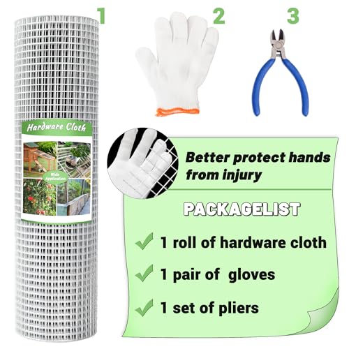 HITTITE Hardware Cloth 1/2 inch 48in x 50 ft, Hot-dip Galvanized after Welding Chicken Wire Mesh, 19 Gauge Welded Chicken Wire Fencing for Chicken Coop and Home Improvement Projects