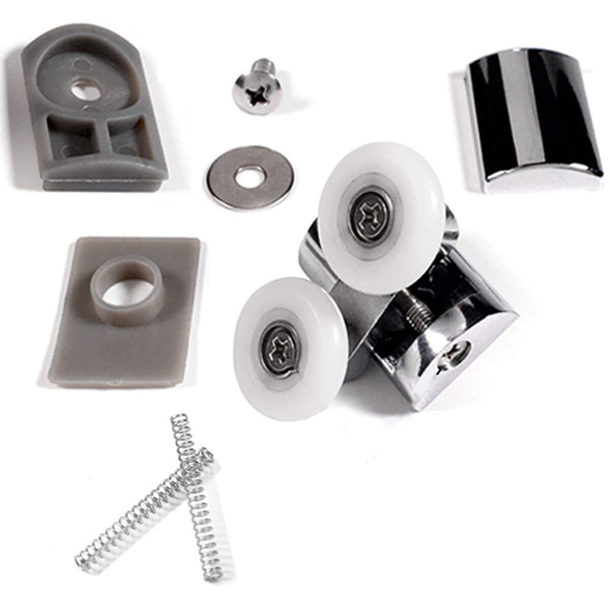 Shower Door Wheels Heavy Duty Zinc Alloy Dual Wheel Top & Bottom Shower Door Rollers Runners Set of 4, As Shown - Image 3