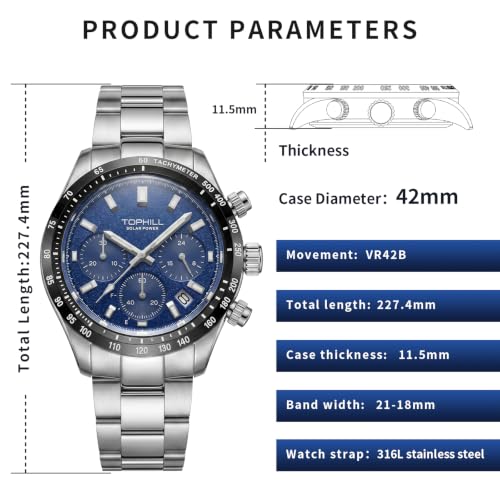 Image of TOPHILL Men Watches Automatic Mechanical Watches - Dive, GMT, Chronograph & Dress Styles | 316L Stainless Steel, Sapphire Crystal, Ceramic Bezel | 5ATM-300M Waterproof with Super Luminous | Classic Business & Sport Casual