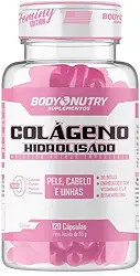 Colágeno Hidrolisado Feminy 120 Cápsulas Pele, Cabelo e Unha + Ácido Ascórbico Vitamina C e Acetato de Tocoferol Vitamina E 0% Açucar e Sem Gluten Collagen Matéria Prima Importada - Body Nutry