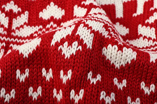 Red Christmas Reindeer Holiday Festive Dog Sweater For Dogs, Medium M Size 13" Back Length #TOP4