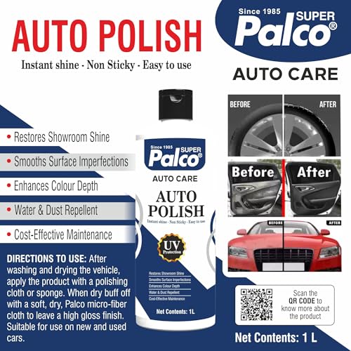 Image of PALCO Auto Polish 1 Litre | Car Polish Spray for Interior & Exterior | All in One Polish for Bike & Car Dashboard, Instant Shine Scratch Remover, UV Protection