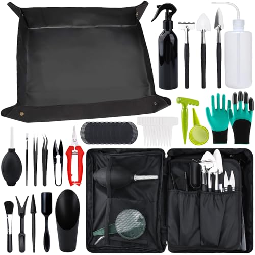 JOYBOY Set di Attrezzi da Giardino,Attrezzi Giardinaggio,Set di Attrezzi da Giardinaggio,Mini Attrezzi da Giardino Kit,Set di Strumenti per Bonsai per La Cura di Piante in Miniatura in Interni