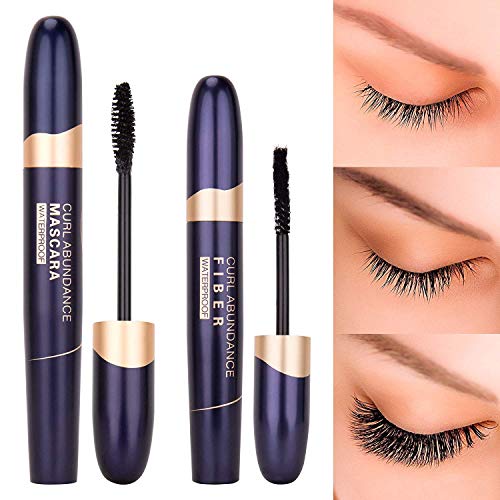 St. Mege 4D Silk Fiber Lash Mascara & Fiber 2-in-1 Set, Best for Thickening and Lengthening, Waterproof and Smudge-Proof and Hypoallergenic - Thicker and Longer Lashes