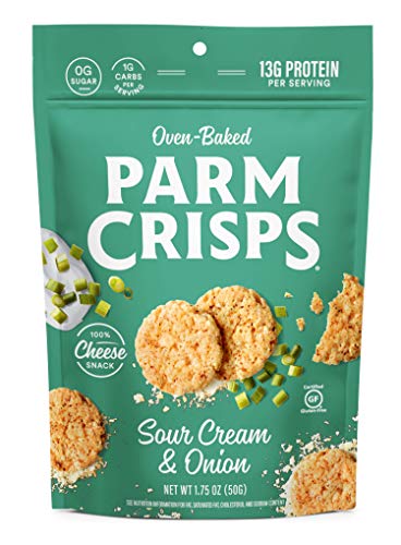 ParmCrisps – Sour Cream & Onion Cheese Parm Crisps, Made Simply with 100% REAL Cheese | Healthy Keto Snacks, Low Carb, High Protein, Gluten Free, Oven Baked, Keto-Friendly | 1.75 Oz (Pack of 6)