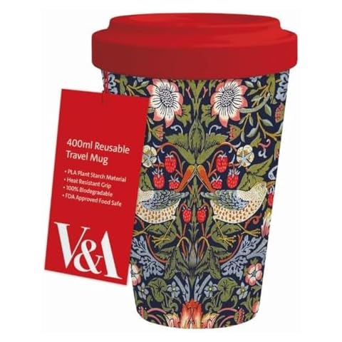Museums & Galleries 400ml Travel Mug - Strawberry Thief Design Cover
