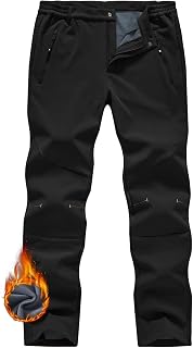 JHMORP Men's Snow Ski Pants Waterproof Fleece Lined Insulated Softshell Work Hiking Pants with Zippers Bottom Leg