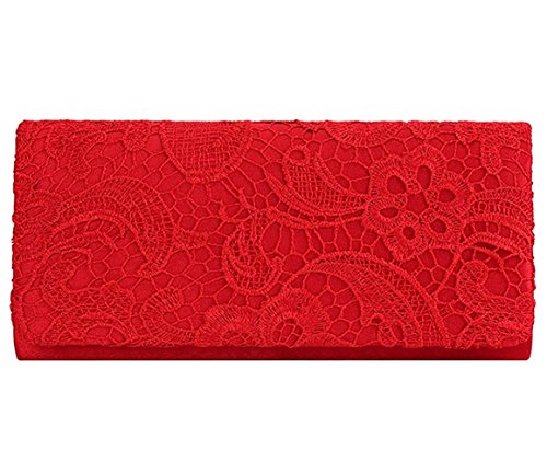 Kaever Women's Satin Ladies Floral Lace Small Bridal Party Evening Clutch Bag Handbag